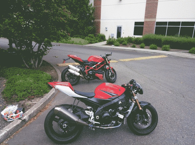 A picture of two motorcycles.